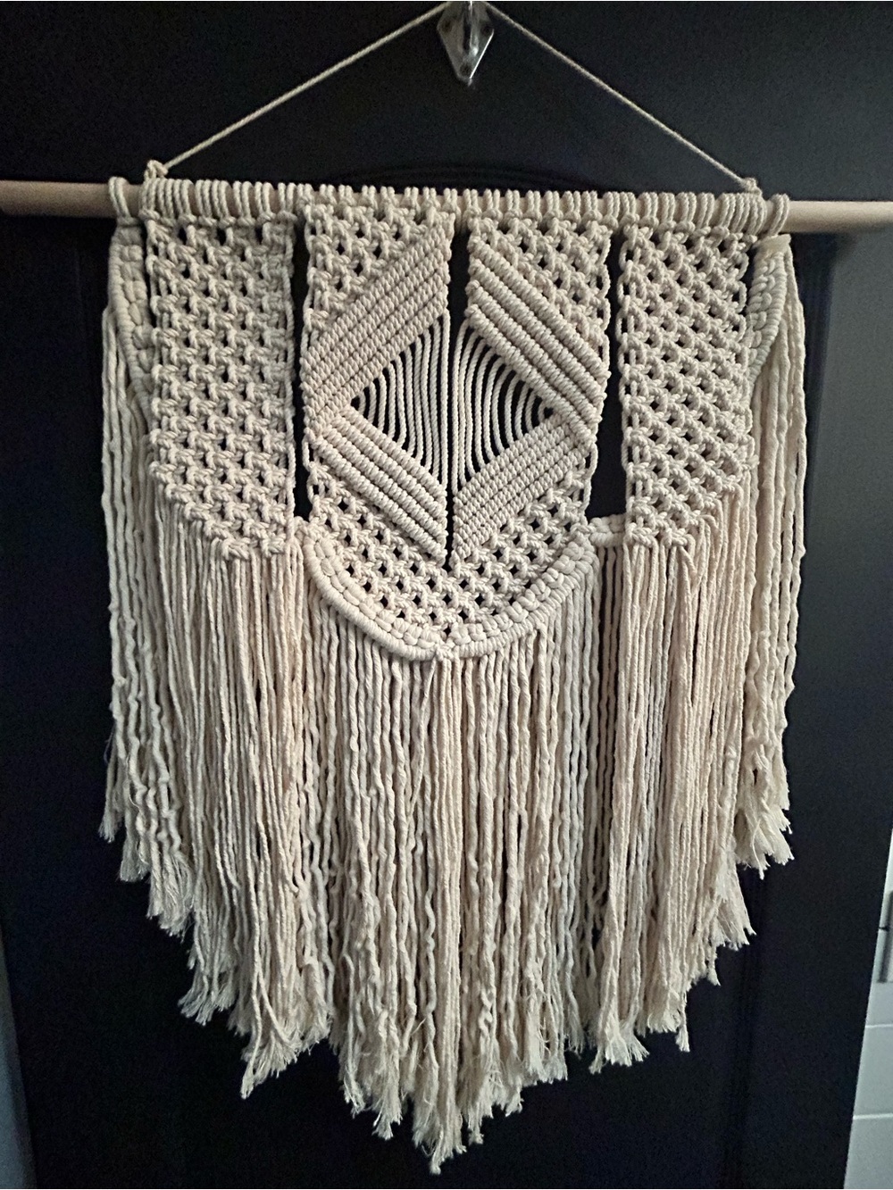 Handwoven Macrame Wall Tapestry - Cream